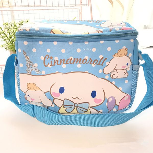 1pcs anime my melody cinnamoroll sumikko gurashi pu portable zipper lunch bag girl cute cartoon picnic storage tote handbag, Blue;pink 
1pcs anime my melody cinnamoroll sumikko gurashi pu portable zipper lunch bag girl cute cartoon picnic storage tote handbag, Blue;pink