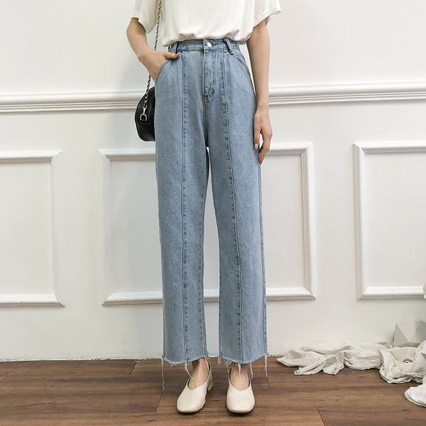 2019 explosion models spring new denim wide leg pants women spring and summer women's wild loose straight pants, Blue
2019 explosion models spring new denim wide leg pants women spring and summer women's wild loose straight pants, Blue