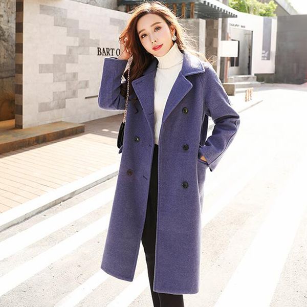 2019 new fashion women's woolen coat female autumn loose double-breasted long woolen coat thick wild trend women cc1359, Black
2019 new fashion women's woolen coat female autumn loose double-breasted long woolen coat thick wild trend women cc1359, Black