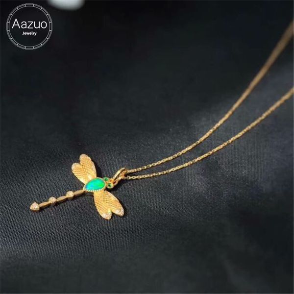 aazuo 18k yellow gold natural opal emerald real diamond cute animal dragonfly pendent with chain gifted for women christmas, Silver
aazuo 18k yellow gold natural opal emerald real diamond cute animal dragonfly pendent with chain gifted for women christmas, Silver