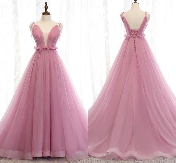 2020 pink tulle dresses evening wear pleated ruffle plunging v-neck lace-up prom dress vestidos de novia party bridesmaid robes de, Black;red
2020 pink tulle dresses evening wear pleated ruffle plunging v-neck lace-up prom dress vestidos de novia party bridesmaid robes de, Black;red