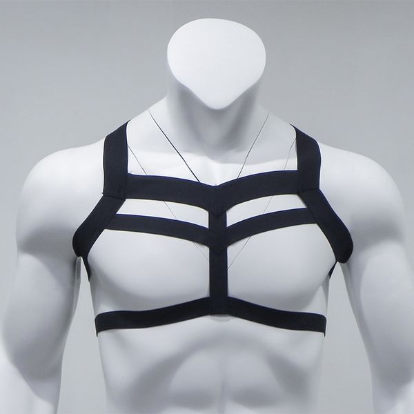 men's costumes lingerie elastic nylon strap halter body chest shoulder harness bondage nightclub hollow out, Black
men's costumes lingerie elastic nylon strap halter body chest shoulder harness bondage nightclub hollow out, Black