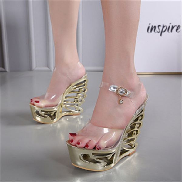 the new model fashion leather buckle wristband decorative waterproof platform sandals, 15 cm with unusual high-heeled sandals, Black
the new model fashion leather buckle wristband decorative waterproof platform sandals, 15 cm with unusual high-heeled sandals, Black