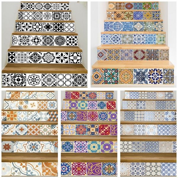 

17 Дизайн Мозаика Плитка Лестницы Самоклеющиеся Водонепроницаемый ПВХ Стикер Сте