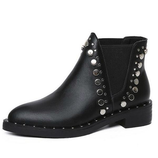 2018 new autumn winter pointed toe flat women boots leather female boots vintage fashion rivets ankle, Black
2018 new autumn winter pointed toe flat women boots leather female boots vintage fashion rivets ankle, Black