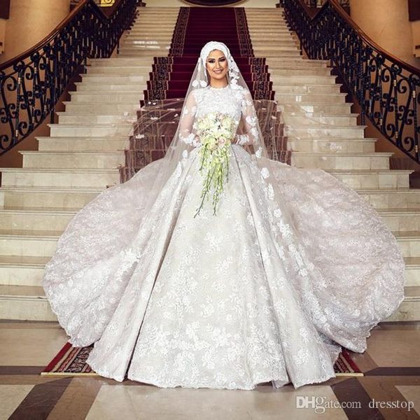 2019 muslim wedding dresses with cathedral train jewel neck lace ball gown bridal dress long sleeves white modest wedding dress plus size
2019 muslim wedding dresses with cathedral train jewel neck lace ball gown bridal dress long sleeves white modest wedding dress plus size