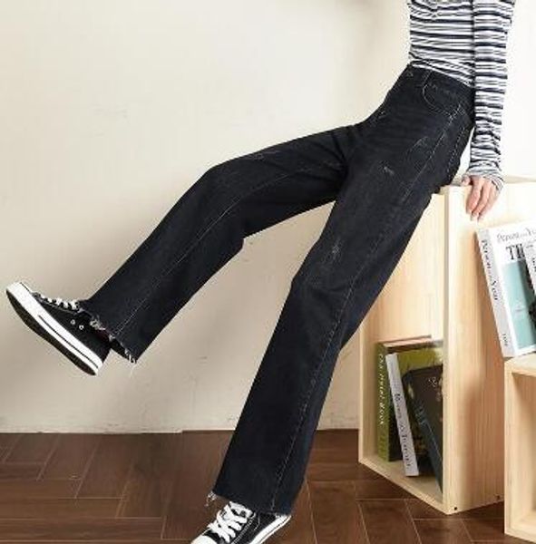 хлопчатобумажная смесь джинсовые джинсы женщины плюс размер черные прямые брюки для женщин высокая талия новая мода весна осень капри dmy200, Blue