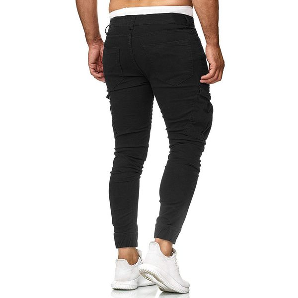 fashion men's slim pure color casual sports woven pocket stitching feet pants, Black
fashion men's slim pure color casual sports woven pocket stitching feet pants, Black
