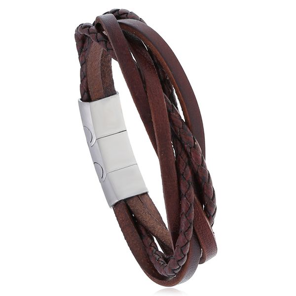 men women genuine multilayer leather bracelets stainless steel magnetic buckle braided cowhide bangles wristband jewelry gifts, Golden;silver
men women genuine multilayer leather bracelets stainless steel magnetic buckle braided cowhide bangles wristband jewelry gifts, Golden;silver