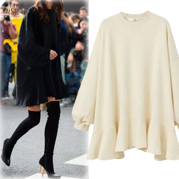 2020 spring winter new fashion casual women short plus size dresses dress solid color wild loose plus ruffled dress tc109, Black;gray
2020 spring winter new fashion casual women short plus size dresses dress solid color wild loose plus ruffled dress tc109, Black;gray