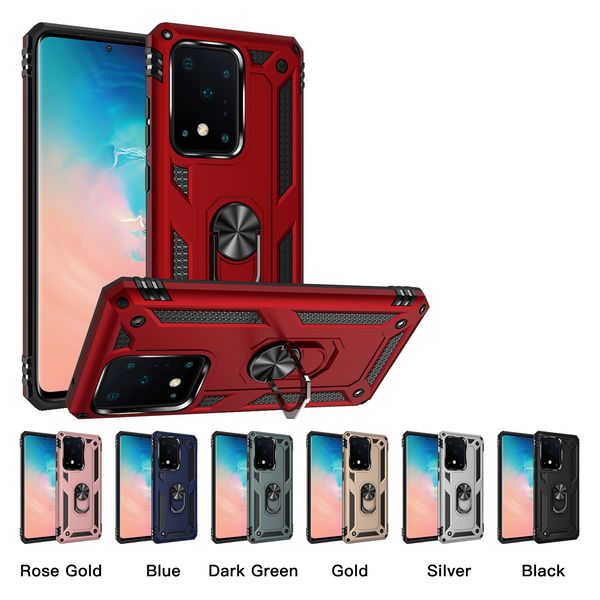 antifall armor bracket phone case for samsung galaxy s20 ultra note10 s10 s9 plus lite a81 a91 a51 iphone 11 pro max ring stand cover case