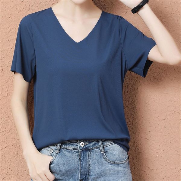 ice silk short-sleeved t-shirt solid color 2020 thin v-neck loose ice silk short-sleeved t-shirt solid color 2020 thin v-neck loose top, White
ice silk short-sleeved t-shirt solid color 2020 thin v-neck loose ice silk short-sleeved t-shirt solid color 2020 thin v-neck loose top, White