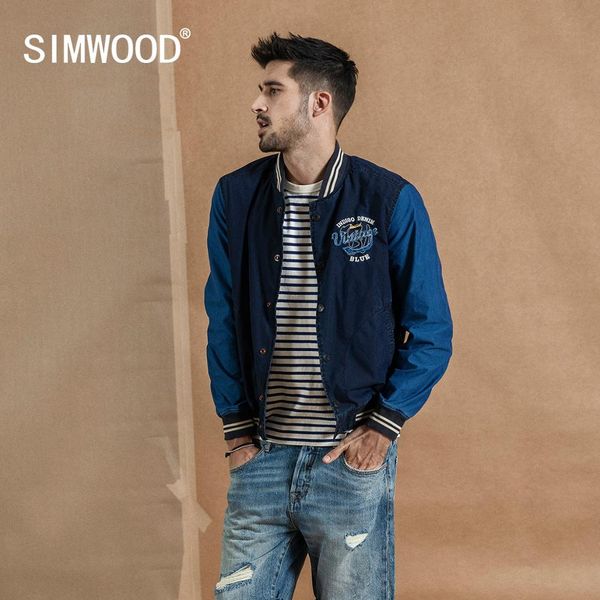 simwood 2019 autumn winter new indigo bomber jacket men fashion embroidery baseball contrast jackets fashion vintage coats 90372, Black;brown
simwood 2019 autumn winter new indigo bomber jacket men fashion embroidery baseball contrast jackets fashion vintage coats 90372, Black;brown