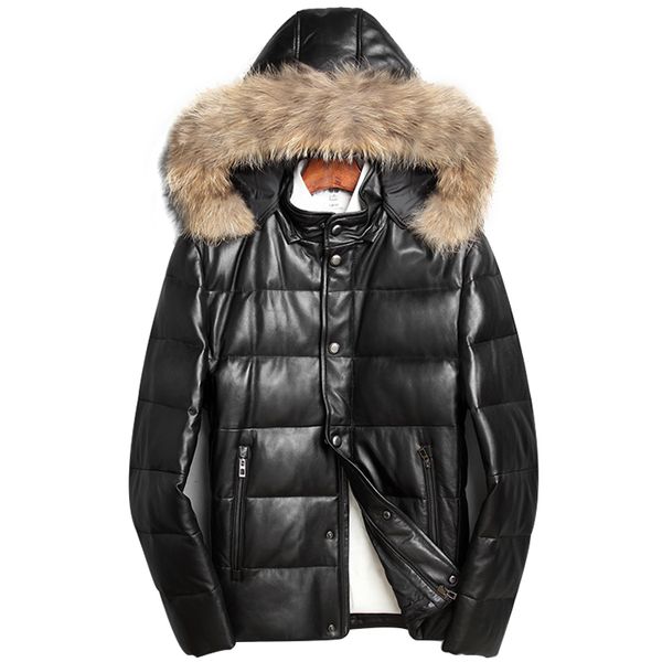 mens genuine leather down coat real sheepskin men coat and jacket hooded male down leather raccoon fur collar warm new, Black
mens genuine leather down coat real sheepskin men coat and jacket hooded male down leather raccoon fur collar warm new, Black