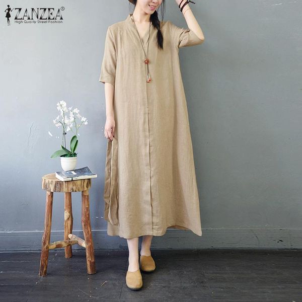 zanzea women summer v neck half sleeve solid dress elegant cotton linen dresses kaftan sundress casual female work vestido 5xl, White;black
zanzea women summer v neck half sleeve solid dress elegant cotton linen dresses kaftan sundress casual female work vestido 5xl, White;black