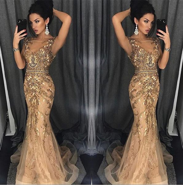 2019 sheer cap sleeves tulle mermaid long prom dresses lace applique sweep train formal party evening gowns, Black
2019 sheer cap sleeves tulle mermaid long prom dresses lace applique sweep train formal party evening gowns, Black