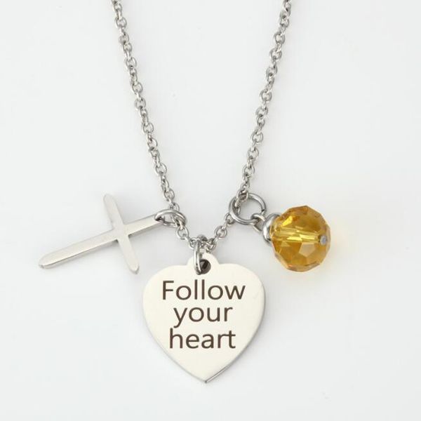 stainless steel heart pendant necklace cross pendant follow your heart crystal beads pendant, Silver
stainless steel heart pendant necklace cross pendant follow your heart crystal beads pendant, Silver