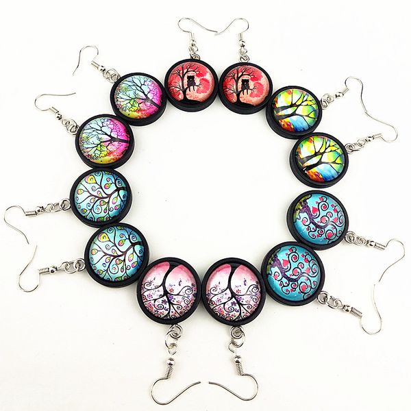 jiangzimei 24pairs new design life tree retro black wood glass earrings;french ear hook ear pendants; dangler for girls women, Silver
jiangzimei 24pairs new design life tree retro black wood glass earrings;french ear hook ear pendants; dangler for girls women, Silver