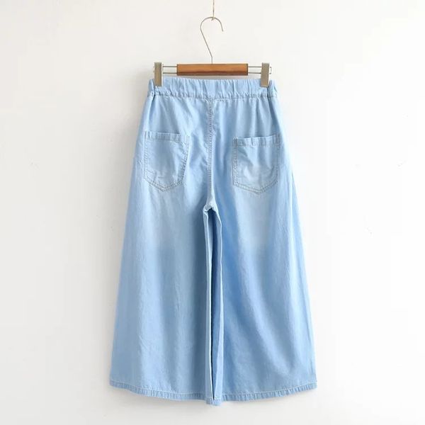 2019 new fashion women cinched waist ankle-length trousers high spring summer casual pleated lace up wide-leg pants, Blue
2019 new fashion women cinched waist ankle-length trousers high spring summer casual pleated lace up wide-leg pants, Blue