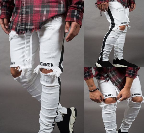 wholesale new mens jean pantalones street black holes designer white stripes jeans hiphop skateboard pencil pants, Blue
wholesale new mens jean pantalones street black holes designer white stripes jeans hiphop skateboard pencil pants, Blue