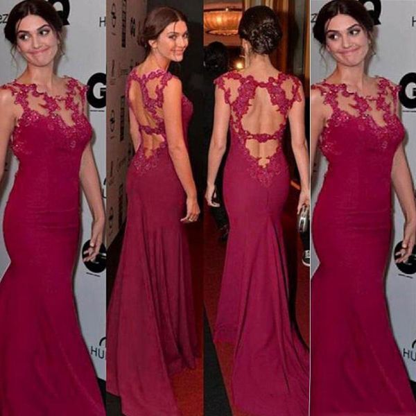 sheer neck vestido de noche lace appliques evening dresses backless mermaid prom dresses formal party dresses, Black;red
sheer neck vestido de noche lace appliques evening dresses backless mermaid prom dresses formal party dresses, Black;red