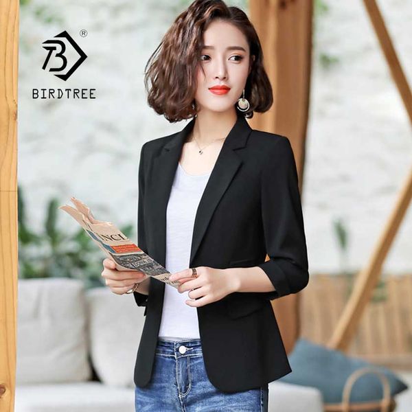 2019 new women's solid blazer jacket single button three quarter notched slim female lady career coat c96101z, White;black
2019 new women's solid blazer jacket single button three quarter notched slim female lady career coat c96101z, White;black