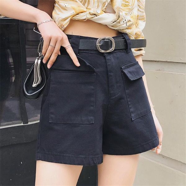 women's shorts women summer casual high waist pockets belt cool feminino 2021 streetwear short ropa mujer, White;black
women's shorts women summer casual high waist pockets belt cool feminino 2021 streetwear short ropa mujer, White;black