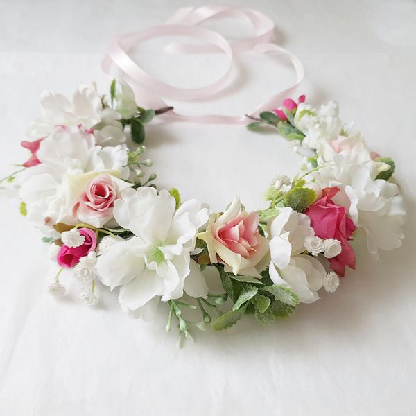 women wedding party headwear hair accessories girl pink white flower wreath crown festival headband headdress floral garland, Slivery;white
women wedding party headwear hair accessories girl pink white flower wreath crown festival headband headdress floral garland, Slivery;white