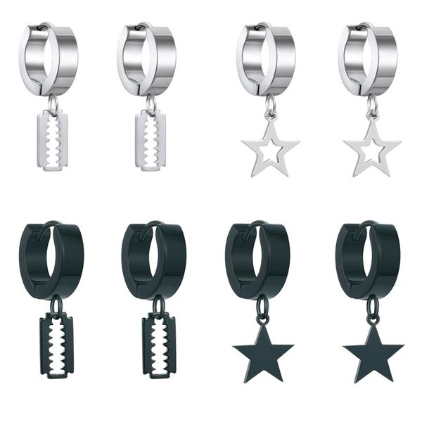 1pair punk men's stainless steel piercing hoop earrings hip hop round scorpion star pendant round earring woman jewelry e453, Golden;silver
1pair punk men's stainless steel piercing hoop earrings hip hop round scorpion star pendant round earring woman jewelry e453, Golden;silver