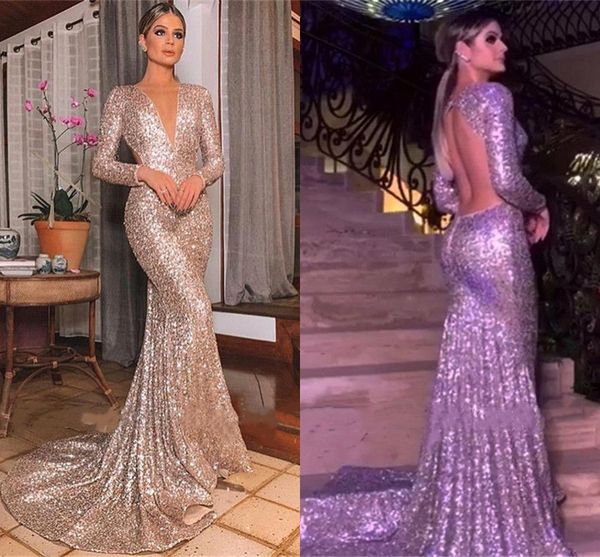 champange sequined deep v-neck mermaid evening dresses 2020 backless long sleeve floor length prom party dresses custom made bc2611, Black;red
champange sequined deep v-neck mermaid evening dresses 2020 backless long sleeve floor length prom party dresses custom made bc2611, Black;red