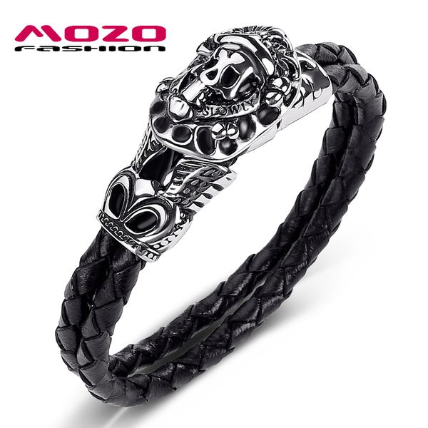 fashion men jewelry black double layer leather bangle stainless steel skull punk charm bracelet pulseras ps1011, Golden;silver
fashion men jewelry black double layer leather bangle stainless steel skull punk charm bracelet pulseras ps1011, Golden;silver