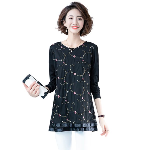 new fashion women blouse shirt plus size 5xl chiffon women's clothing o-neck floral print feminine blusas black, White