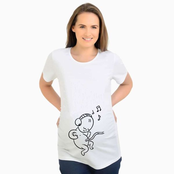 new style maternity clothes baby listen to music digital printing pregnant women's t-shirt, White
new style maternity clothes baby listen to music digital printing pregnant women's t-shirt, White
