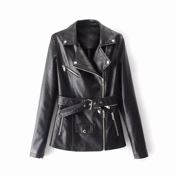 2018 women leather faux leather jacket zippers belt motorcycle jacket side pockets pu jackets ladies autumn winter coat, Black
2018 women leather faux leather jacket zippers belt motorcycle jacket side pockets pu jackets ladies autumn winter coat, Black