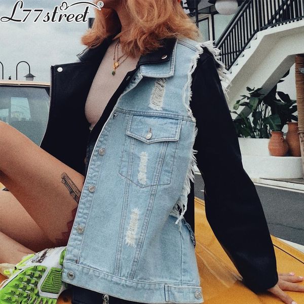 l77street pu leather diagonal zipper loose leather + broken cowboy vest two-piece trend jacket female, Black
l77street pu leather diagonal zipper loose leather + broken cowboy vest two-piece trend jacket female, Black