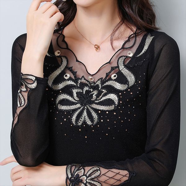 autumn 2020 lace lace embroidered base women's long sleeve all-match embroidered mesh t-shirt slim shirt, White
autumn 2020 lace lace embroidered base women's long sleeve all-match embroidered mesh t-shirt slim shirt, White