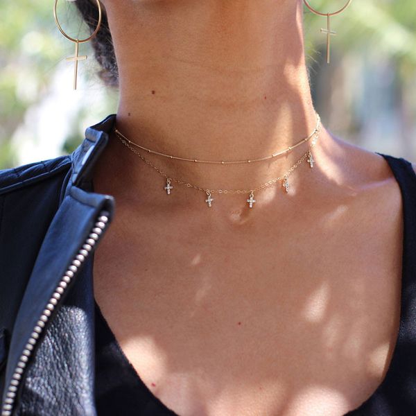 new double layer gold color crystal cross pendant necklaces for women vintage charm choker necklace statement jewelry, Golden;silver
new double layer gold color crystal cross pendant necklaces for women vintage charm choker necklace statement jewelry, Golden;silver