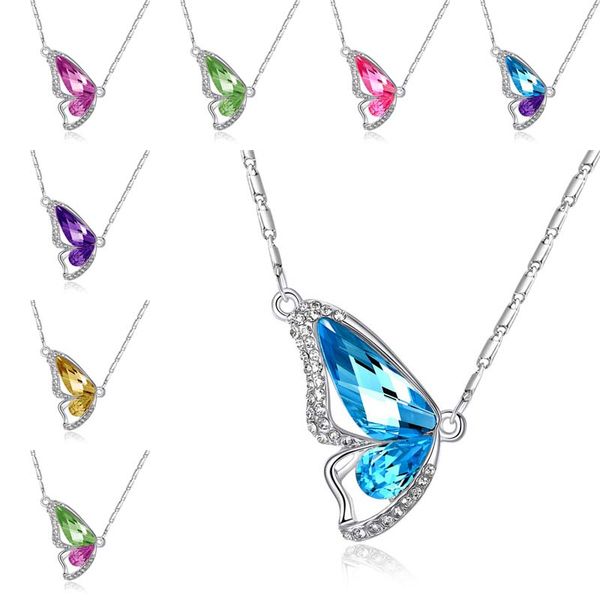 new crystal dancing butterfly pendant necklace imitation rhodium plated butterfly pendants for women fashion jewelry 5919, Silver
new crystal dancing butterfly pendant necklace imitation rhodium plated butterfly pendants for women fashion jewelry 5919, Silver