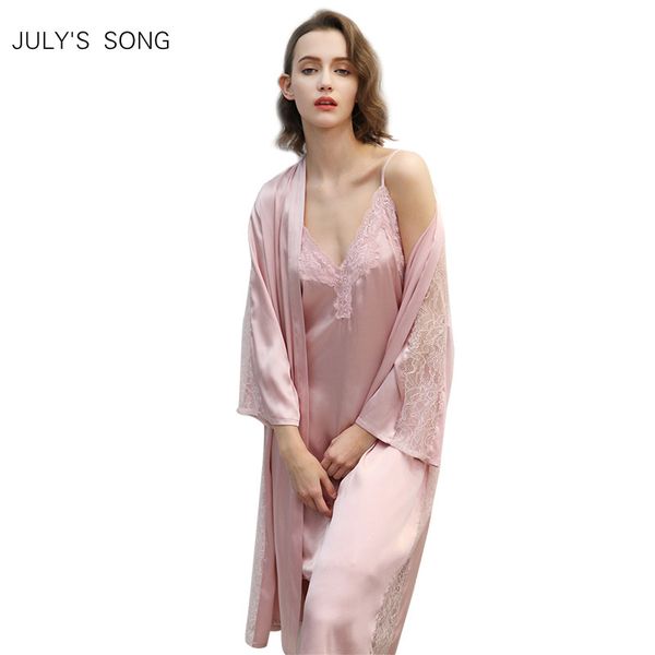 july's song 2 pieces woman spring summer pajamas set lace larger size sling robes faux silk pajamas sleepwear nightgown, Blue;gray
july's song 2 pieces woman spring summer pajamas set lace larger size sling robes faux silk pajamas sleepwear nightgown, Blue;gray