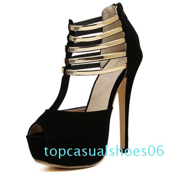 large size high heel metal sandals fish mouth waterproof platform nightclub stiletto shoes t06, Black
large size high heel metal sandals fish mouth waterproof platform nightclub stiletto shoes t06, Black