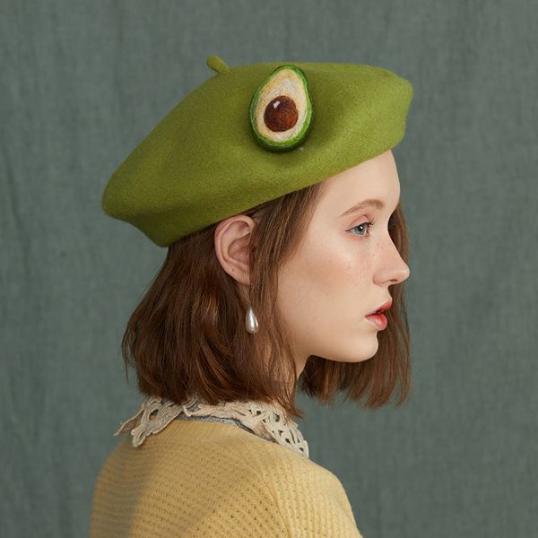 autumn and winter wool felt beret fruit cap creative handmade online celebrity avocado green painter cap, Blue;gray
autumn and winter wool felt beret fruit cap creative handmade online celebrity avocado green painter cap, Blue;gray