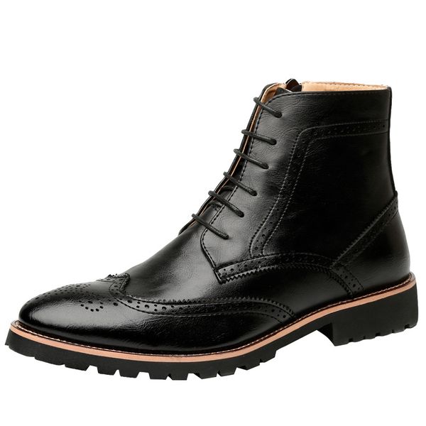 british style design men vintage punk nightclub dress carving bullock ankle boots soft leather boot pointed toe brogue shoes man, Black
british style design men vintage punk nightclub dress carving bullock ankle boots soft leather boot pointed toe brogue shoes man, Black
