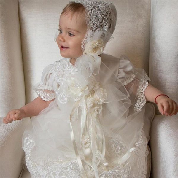 soft tulle christening dress cap sleeves hand made flower kids gown lace first baptism dresses with bonnet, White
soft tulle christening dress cap sleeves hand made flower kids gown lace first baptism dresses with bonnet, White