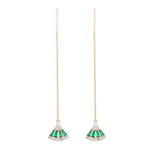 new arrival fan shape ear line trending long earrings for women korea green crystal tassel earrings wedding party jewelry gifts, Silver
new arrival fan shape ear line trending long earrings for women korea green crystal tassel earrings wedding party jewelry gifts, Silver