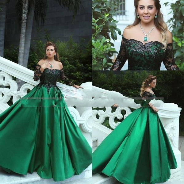 vintage 2019 emerald green ball gown evening dresses off shoulder long sleeves illusion with black sequined empire stain party prom dresses
vintage 2019 emerald green ball gown evening dresses off shoulder long sleeves illusion with black sequined empire stain party prom dresses