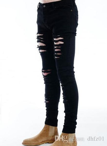 men's jeans ripped jeans for men skinny distressed slim designer biker hip hop swag black slim pants, Blue
men's jeans ripped jeans for men skinny distressed slim designer biker hip hop swag black slim pants, Blue