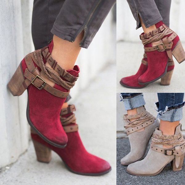 women ankle boots 2019 ladies buckle zip autumn winter shoes fashion gladiator high heels female rivet plus size chunky heels, Black
women ankle boots 2019 ladies buckle zip autumn winter shoes fashion gladiator high heels female rivet plus size chunky heels, Black