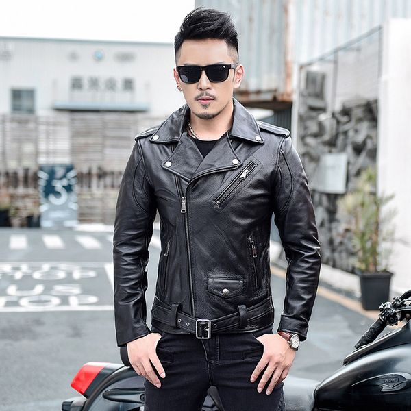 2018 new leather leather jacket for men short jacket with slender head and locomotive. s-4xl, Black
2018 new leather leather jacket for men short jacket with slender head and locomotive. s-4xl, Black