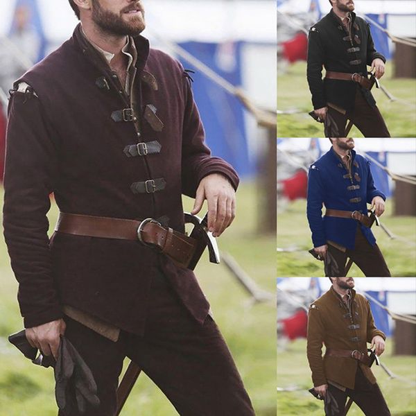 medieval knight warrior cosplay costume solid color collar leather buckle medieval men long sleeve costume, Tan;black
medieval knight warrior cosplay costume solid color collar leather buckle medieval men long sleeve costume, Tan;black
