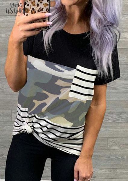 women tee summer t shirt fashion striped splicing pocket t shirt tees 2020 new camouflage t shirt female o neck top, White
women tee summer t shirt fashion striped splicing pocket t shirt tees 2020 new camouflage t shirt female o neck top, White